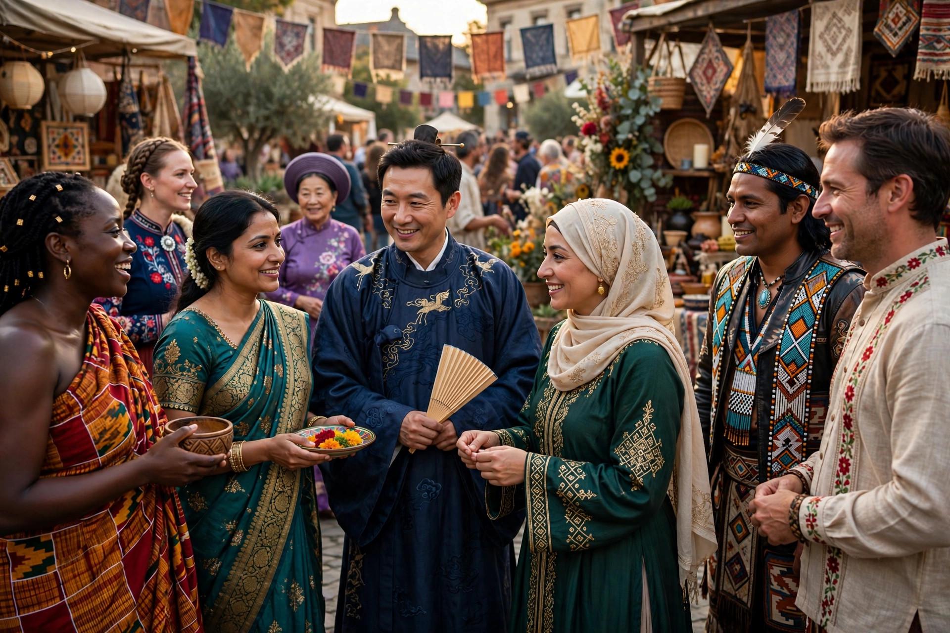 Diverse cultural symbols and artifacts arranged respectfully together